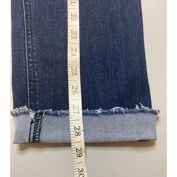 Democracy Ab Solution Distressed Jean Women Sz 6 Crop Raw Hem Dark Wash Stretch - Picture 13 of 14